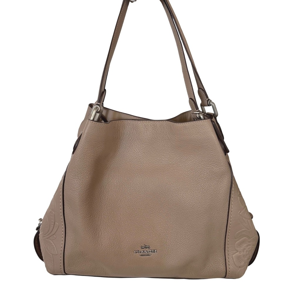 Coach Edie 31 Stone Pebbled Leather Shoulder Bag Tea Rose Tooling 12034
